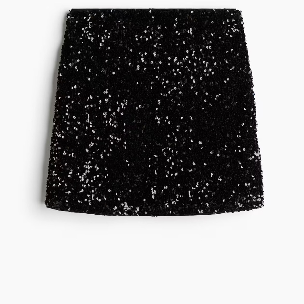 H&M Black Sequin Mini Skirt